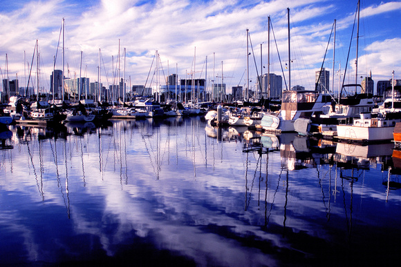 Cloud Reflections In A Long Beach Marina