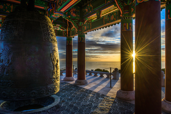 Sunset on Korean Bell of Friendship, Fort MacArthur, San Pedro