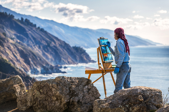 Artist at Work Along the Big Sur Coastline