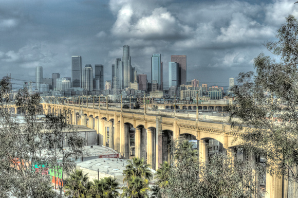 Bridge View and Los Angeles Skyline