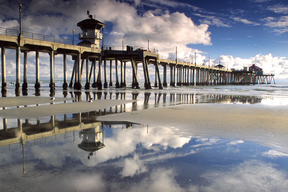 Low Tide Reflections Under The Huntington Beach Pier