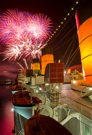 Fireworks Over The Decks Of The Queen Mary